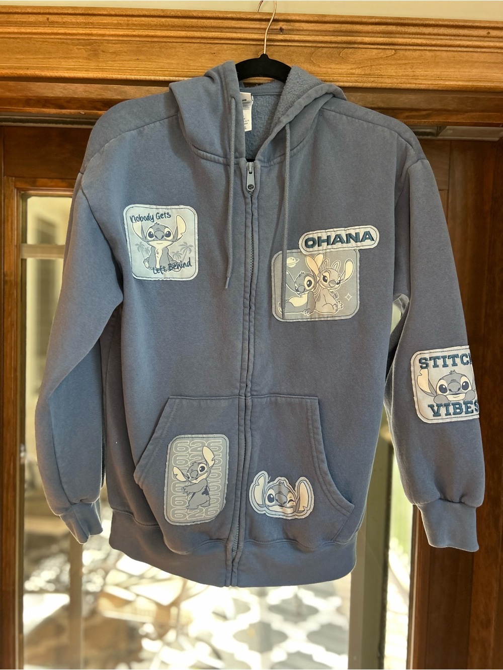 Disney Blue Stitch Ohana Patch Zip-Up Hoodie